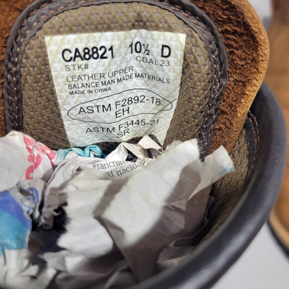 Carolina Elm 8" Men's Size 10.5D US Brown Leather Waterproof Logger Boots CA8821 - Picture 10 of 10